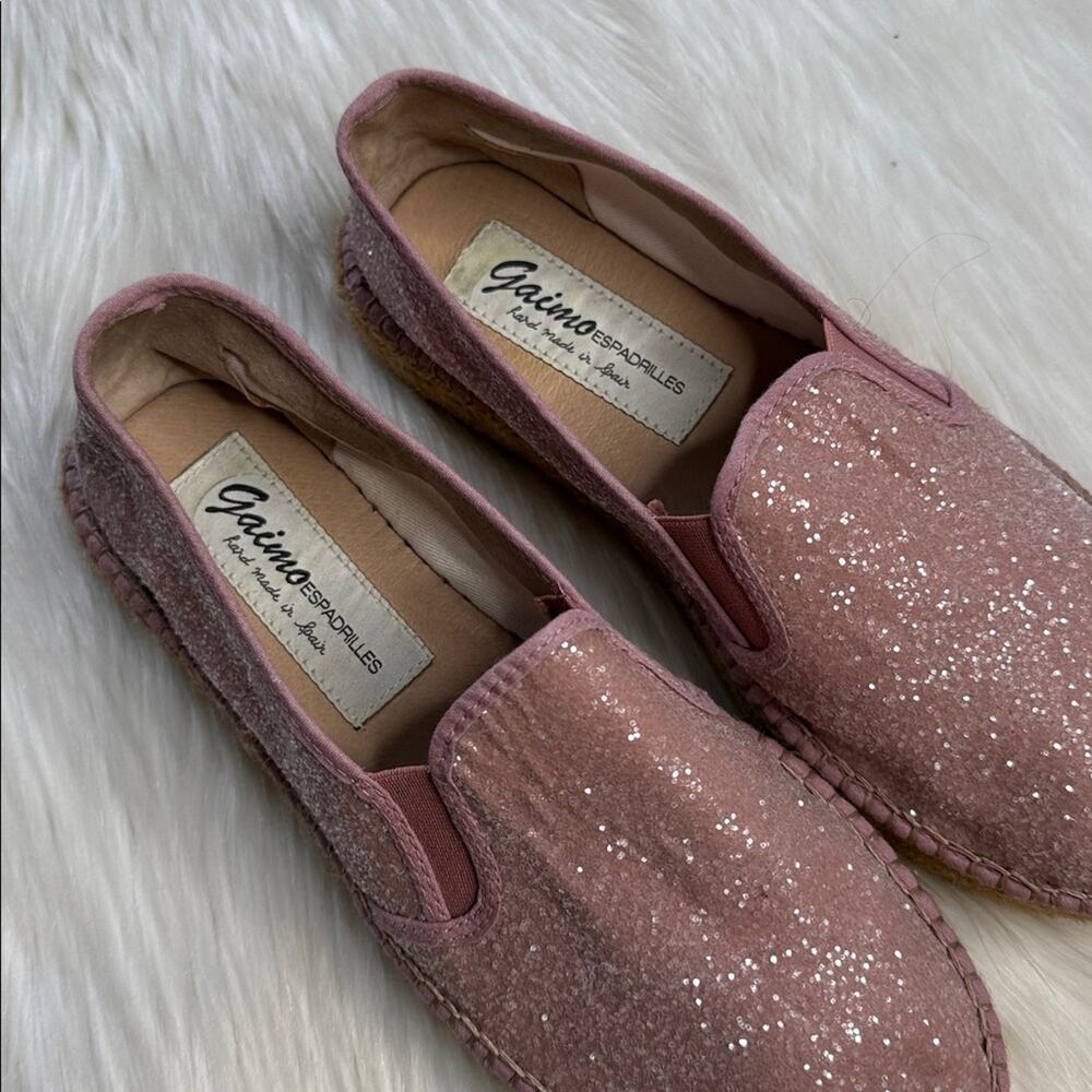 Gaimo Glitter Pink Espadrille Platforms - Picture 2 of 6